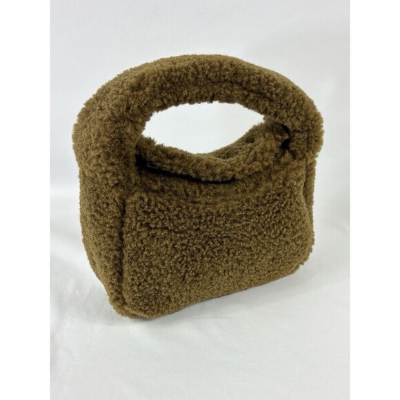 Stand Studio Minnie Fur Bag Faux Shearling Compact Teddy 2 Top Handle Brown - Picture 5 of 16